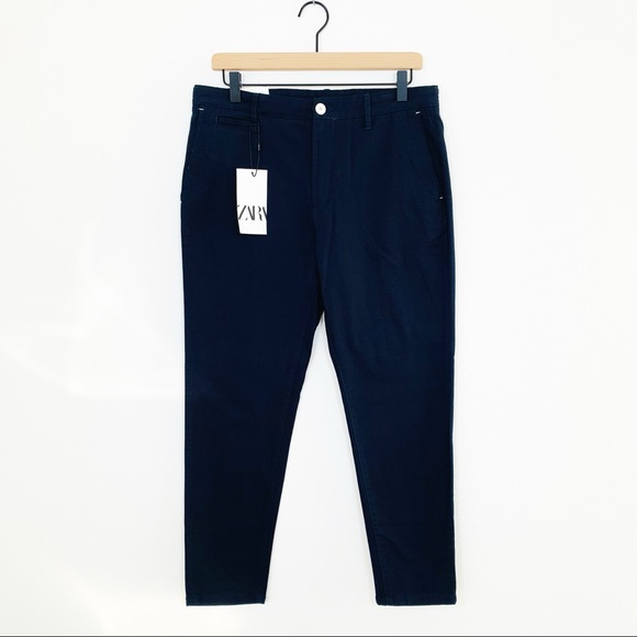 Zara Navy Slim Fit Pants - Picture 3 of 10